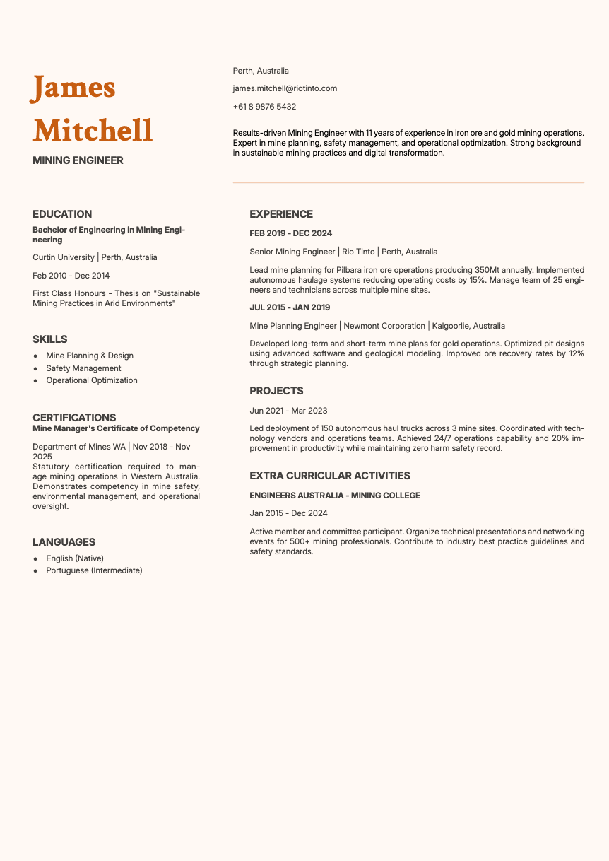 Obsidian Resume Template