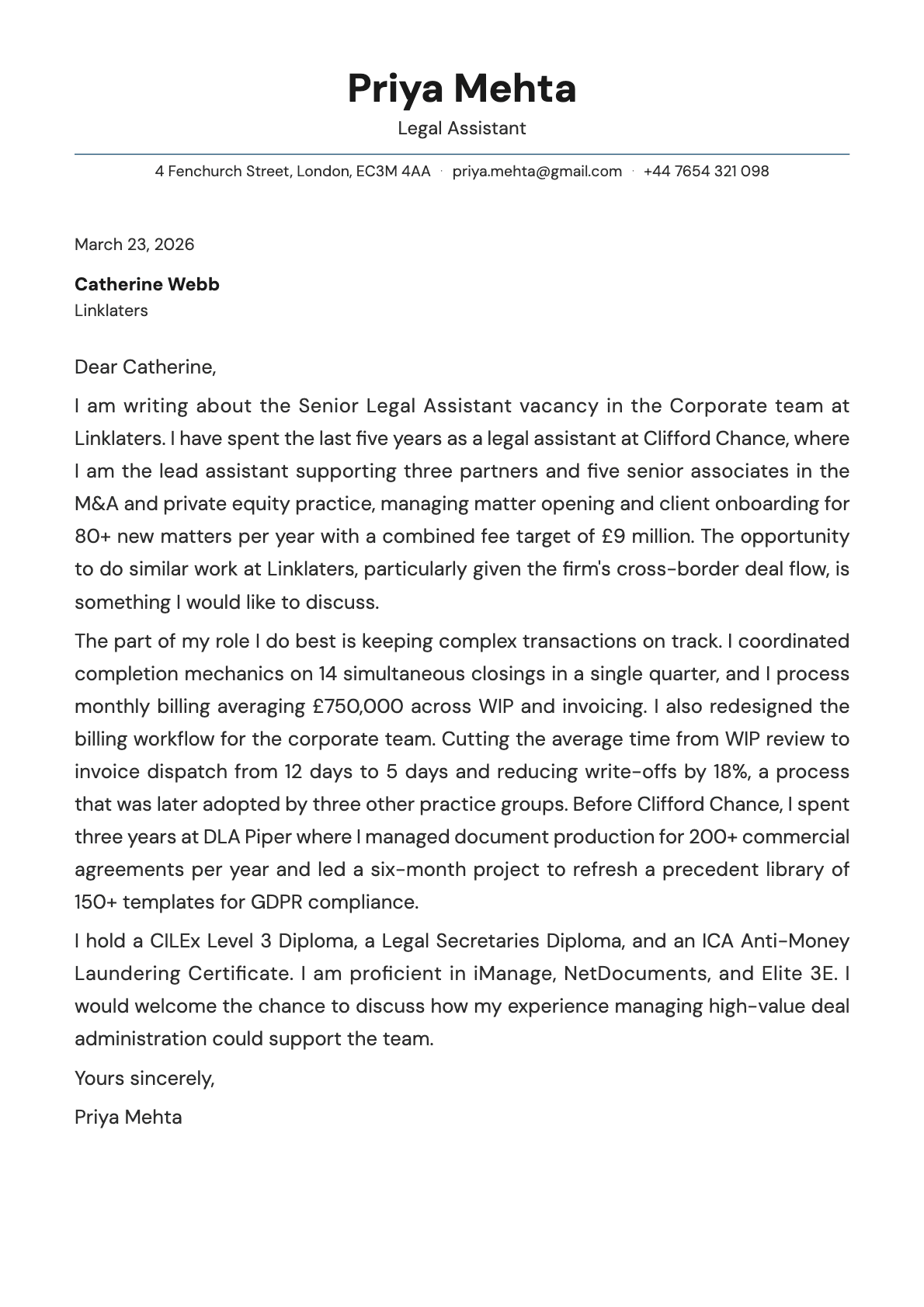 undefined cover letter example