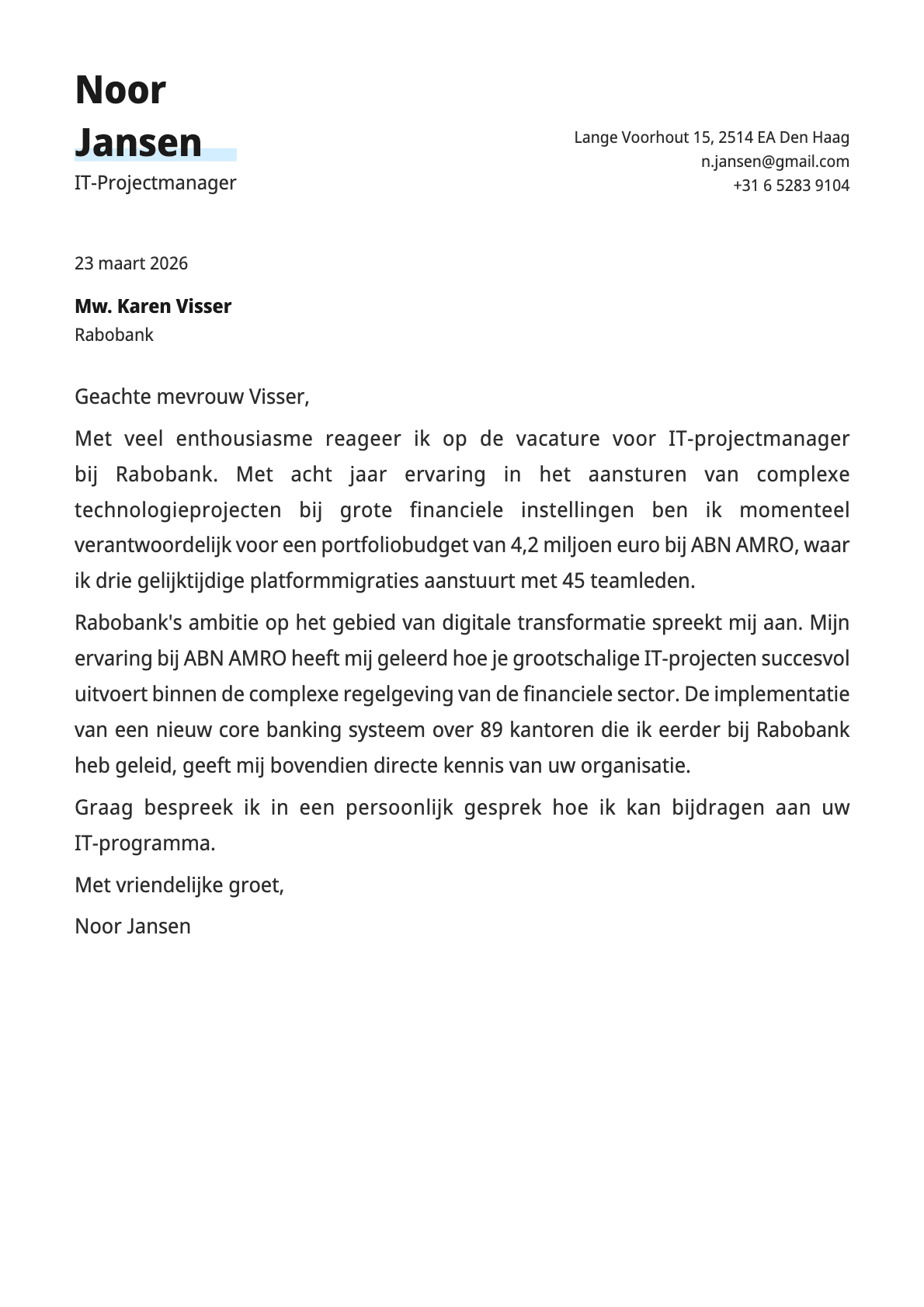 undefined cover letter example