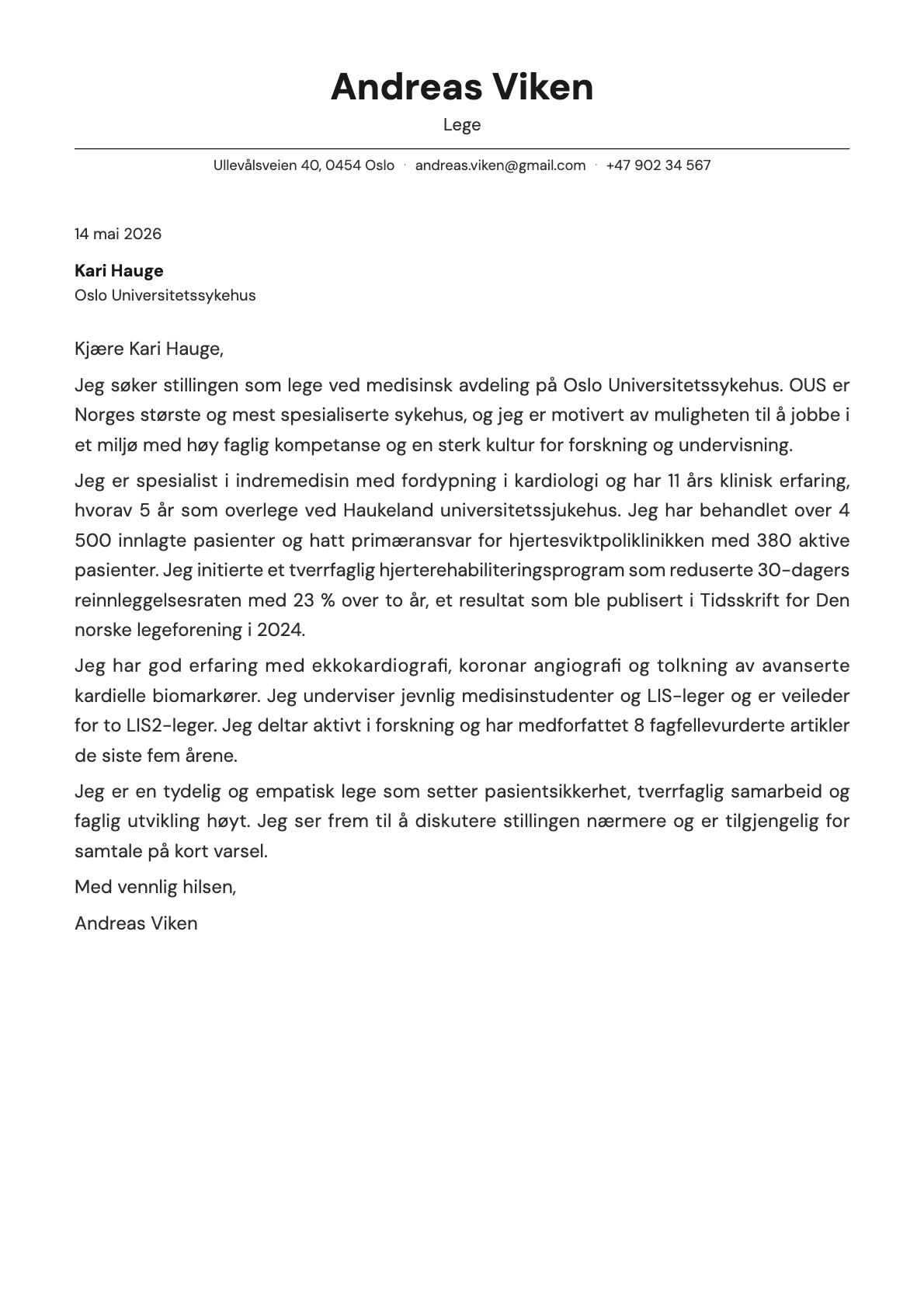 Lege cover letter example