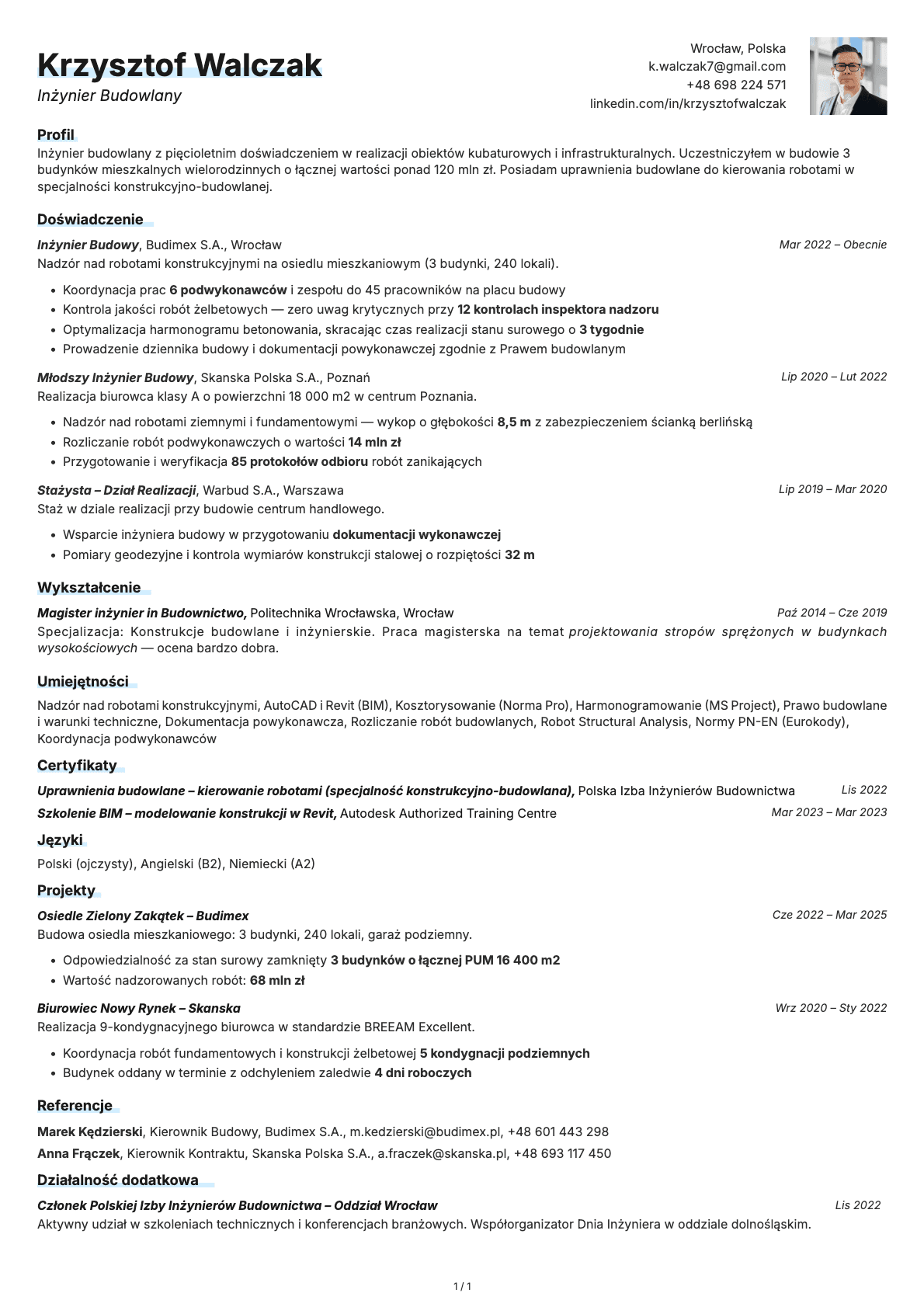 Resume template preview
