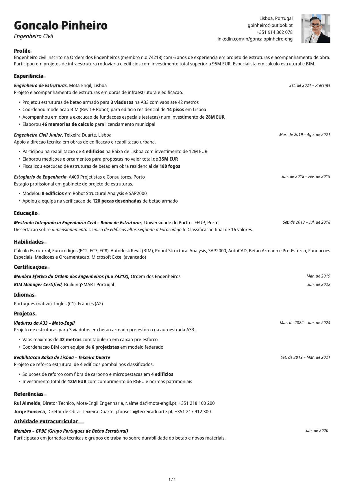 Resume template preview