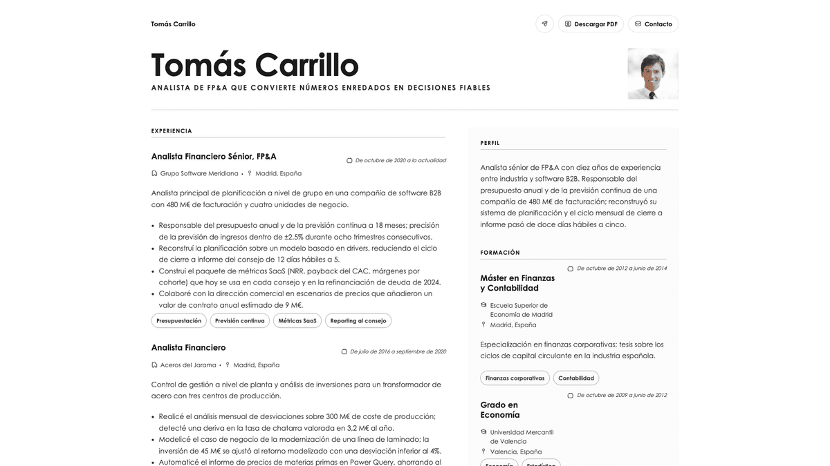 Bronze online resume example