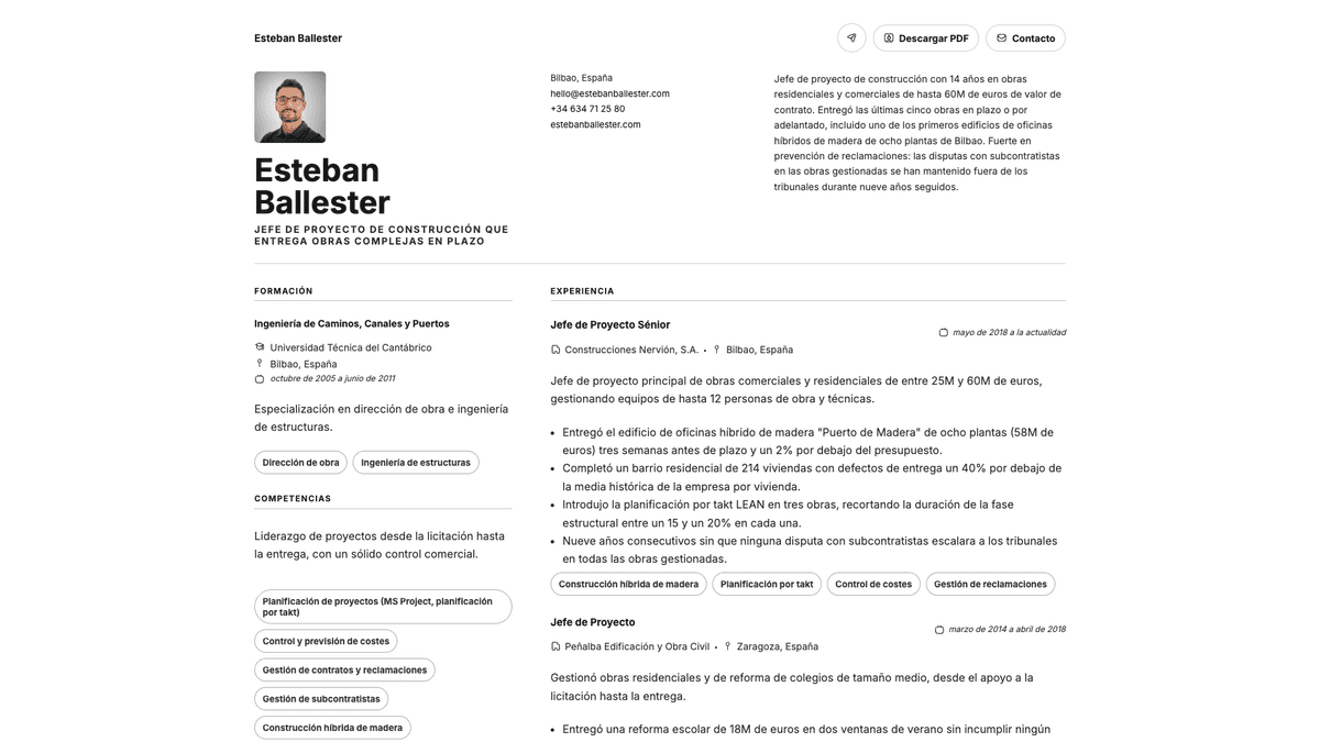 Obsidian online resume example
