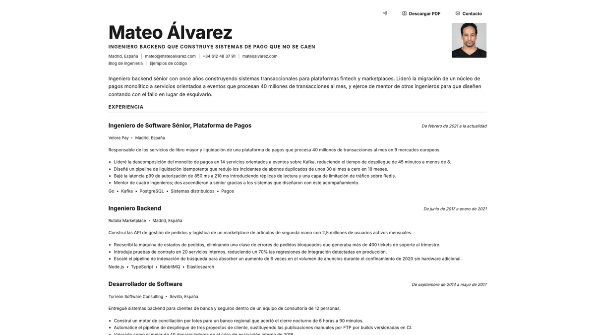 Platinum online resume example