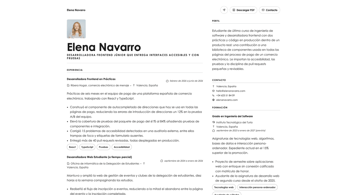 Vanta online resume example