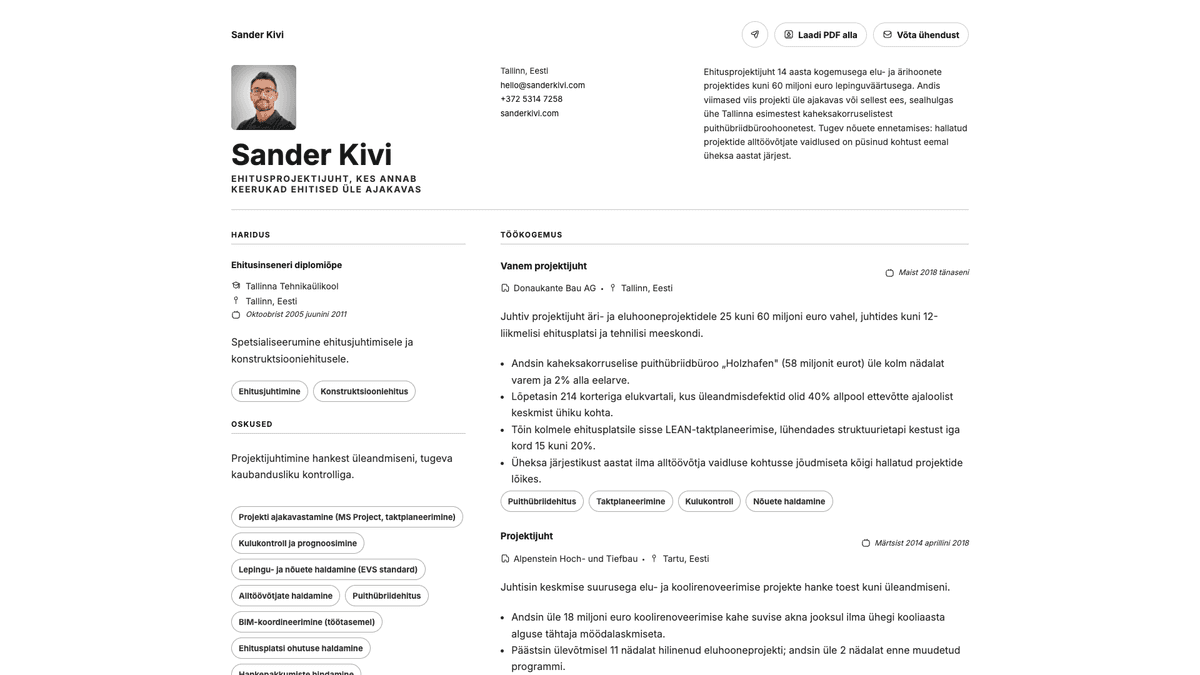 Obsidian online resume example