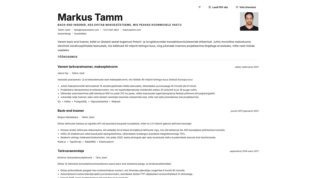 Platinum online resume example