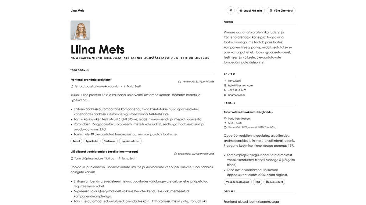 Vanta online resume example