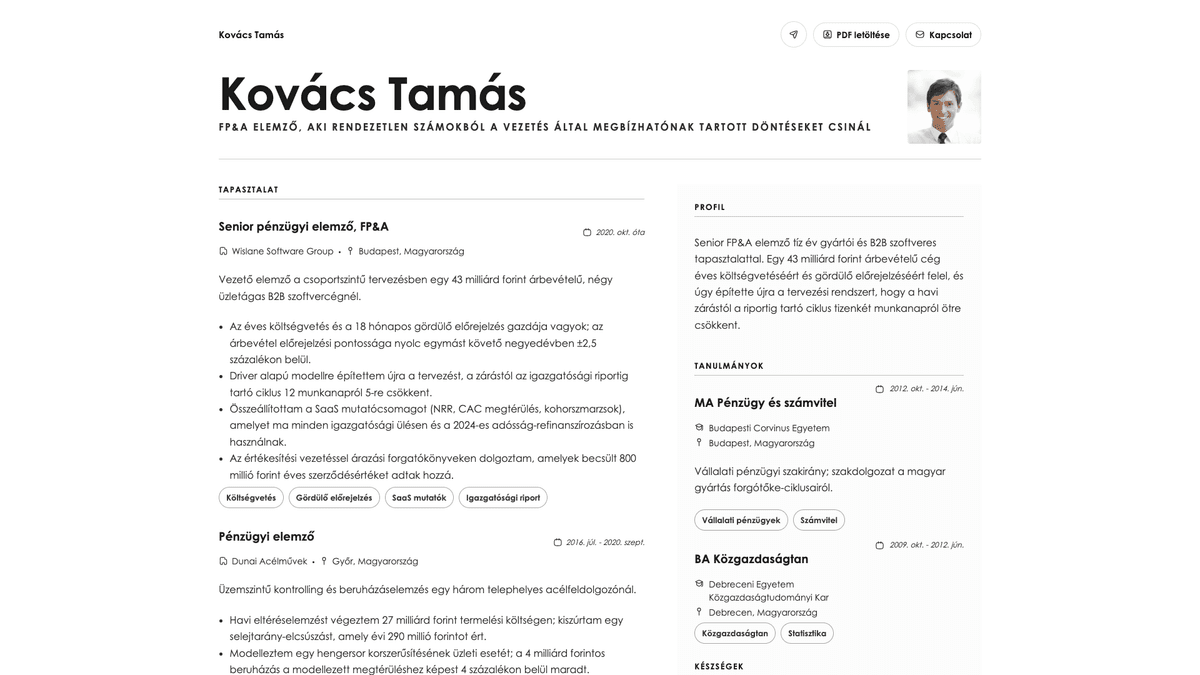 Bronze online resume example
