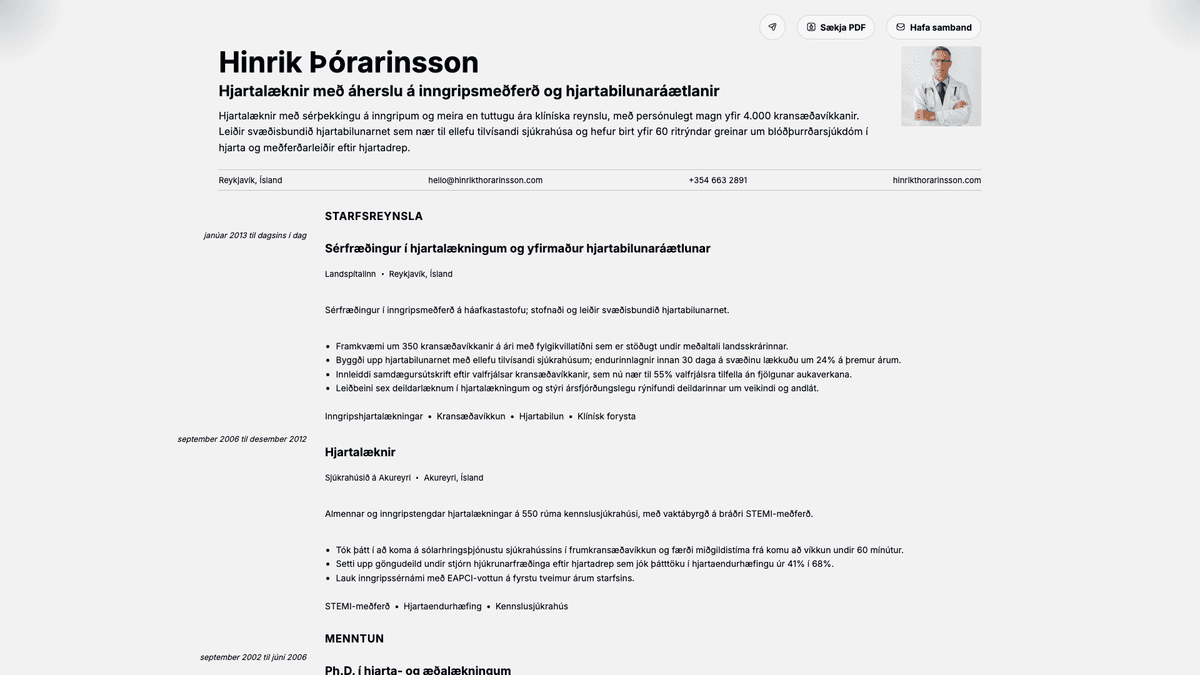 Marble online resume example
