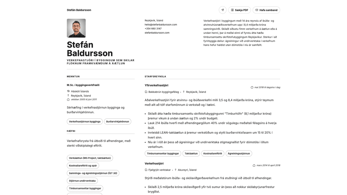 Obsidian online resume example