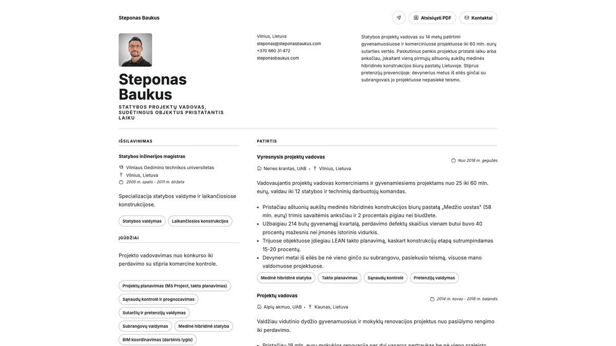 Obsidian online resume example