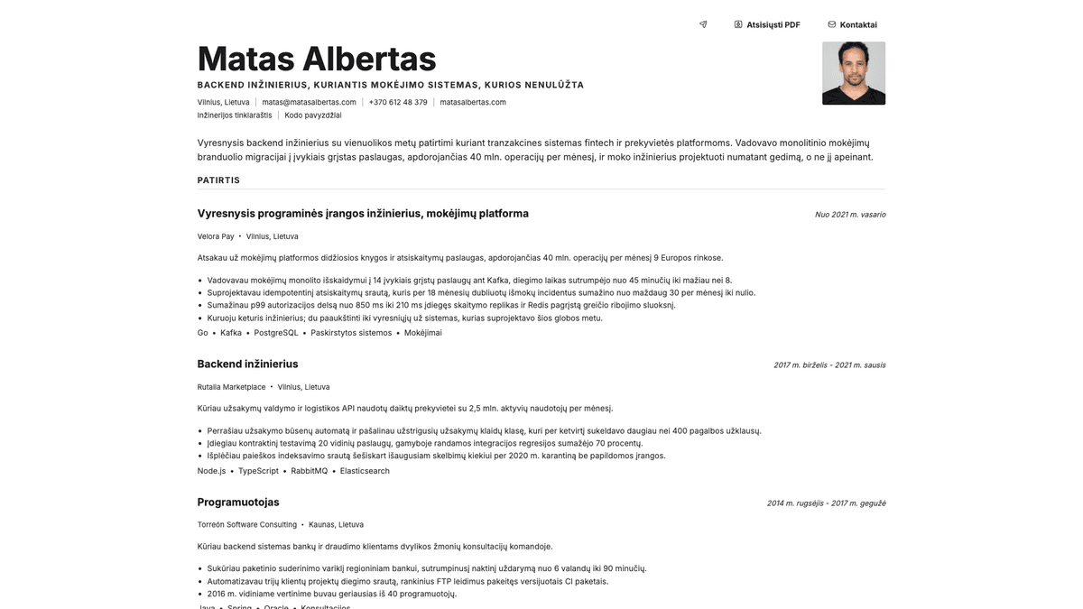 Platinum online resume example