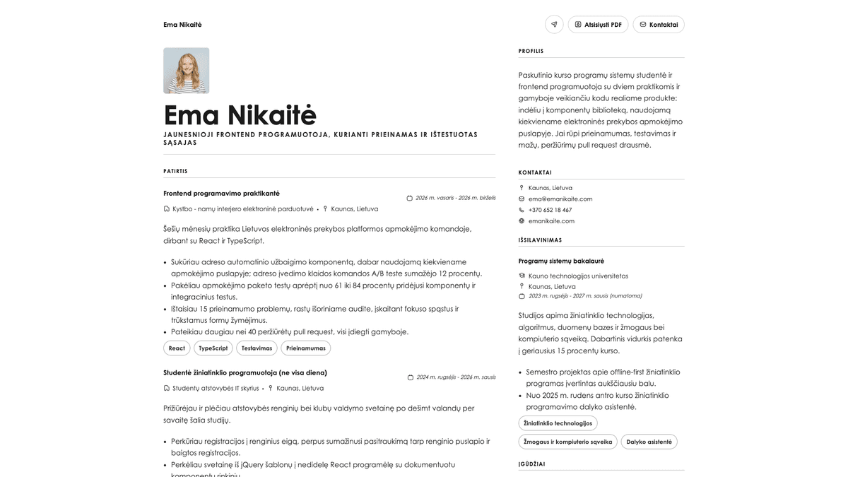 Vanta online resume example