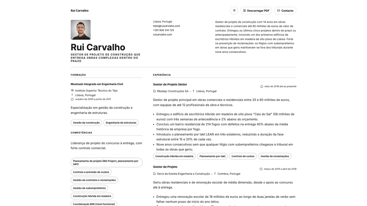 Obsidian online resume example