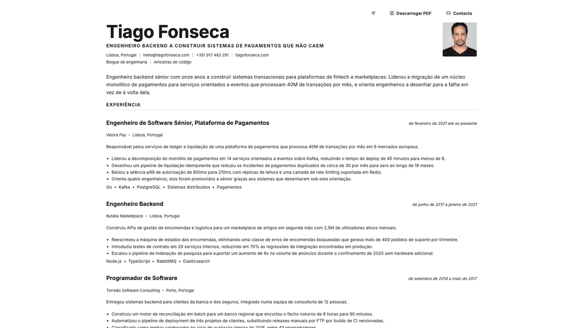 Platinum online resume example