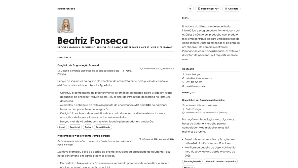 Vanta online resume example