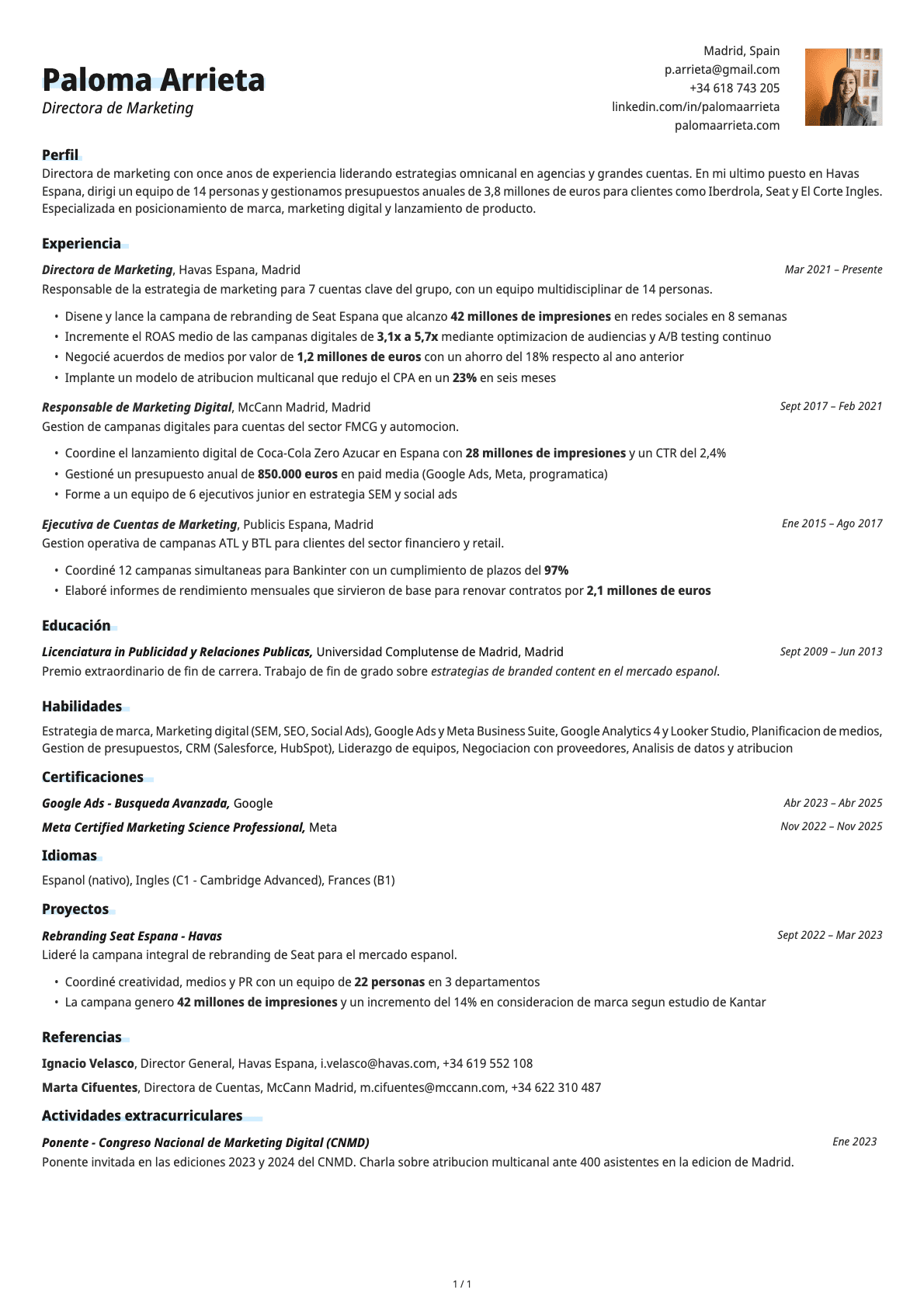 Resume template preview