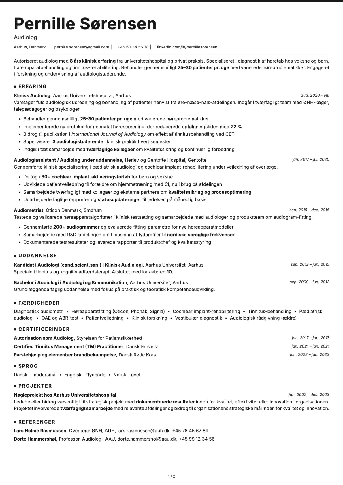 Audiolog resume example