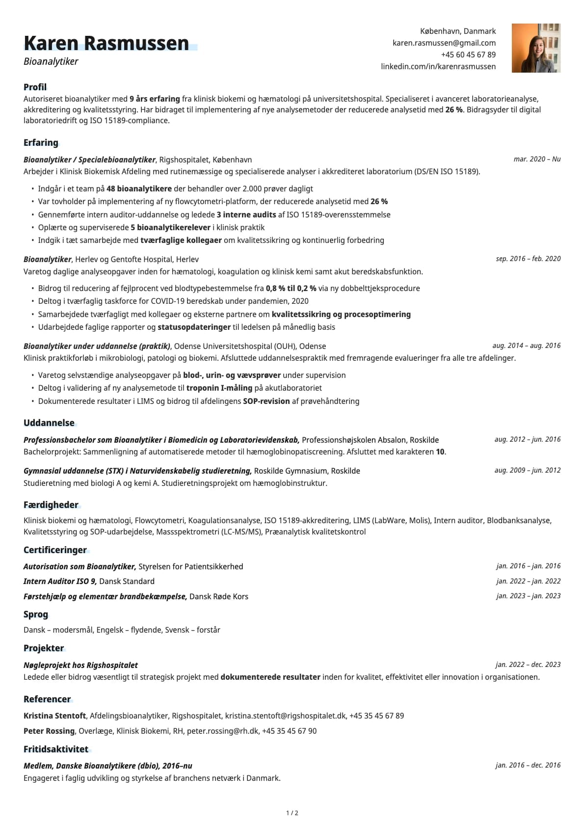 Bioanalytiker resume example