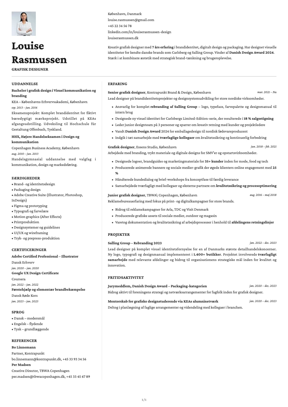 Grafisk designer resume example