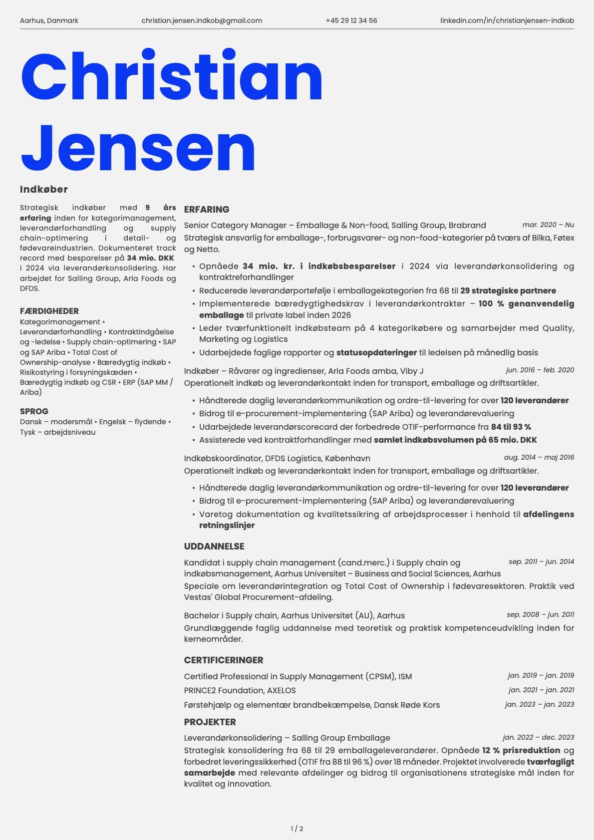 Indkøber resume example