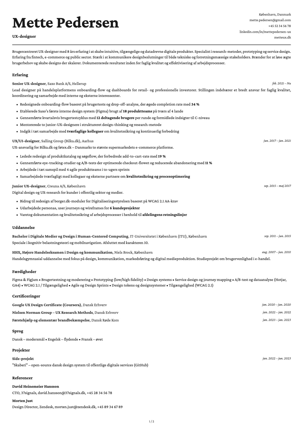 UX-designer resume example