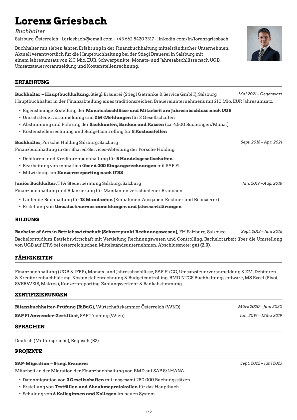 Buchhalter resume example