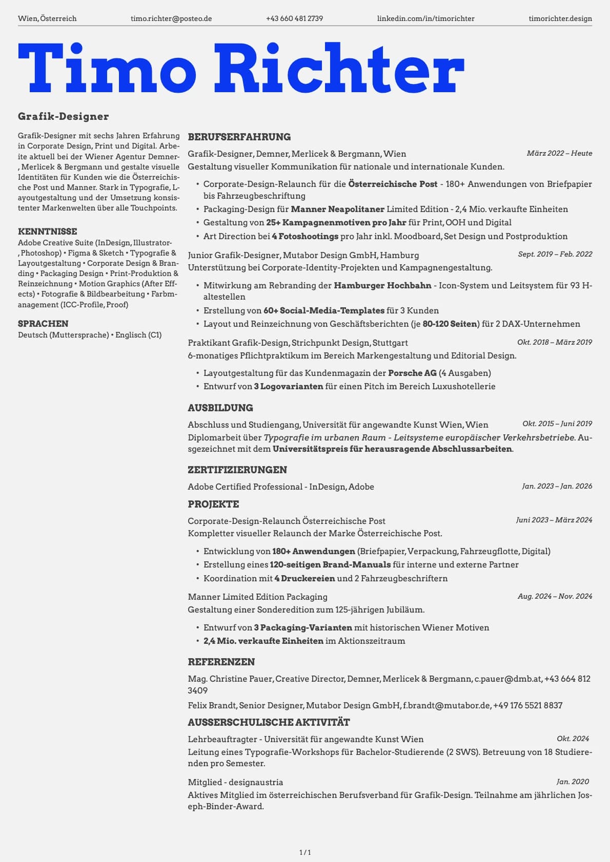 Grafik-Designer resume example