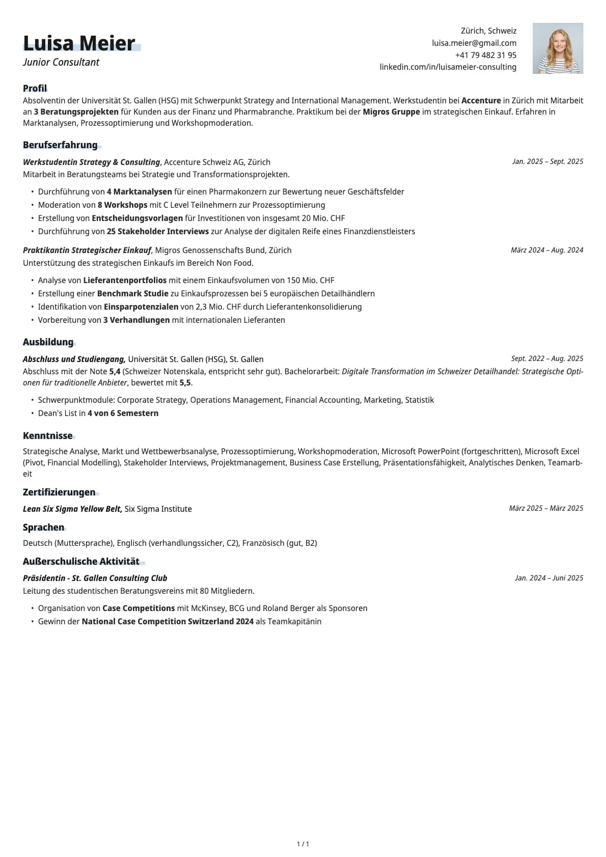 Junior Consultant resume example