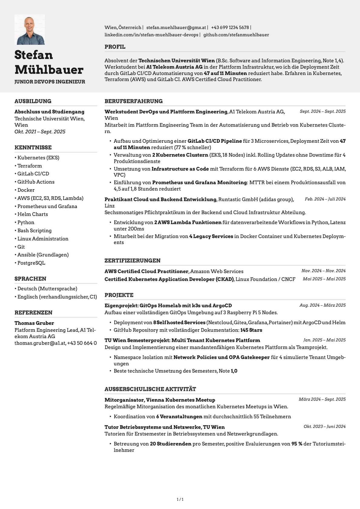 Junior DevOps Ingenieur resume example