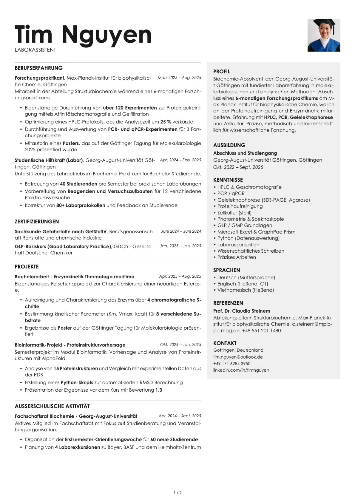 Laborassistent resume example