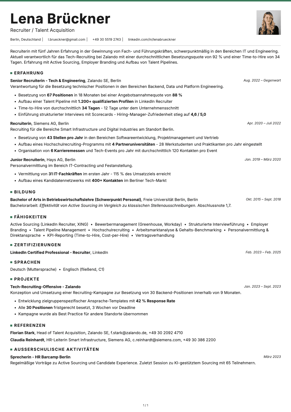 Recruiter / Talent Acquisition resume example