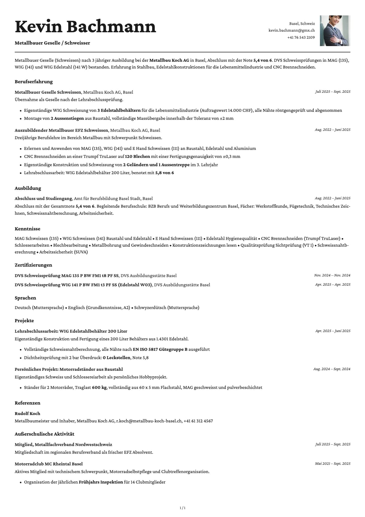 Schweisser Geselle resume example