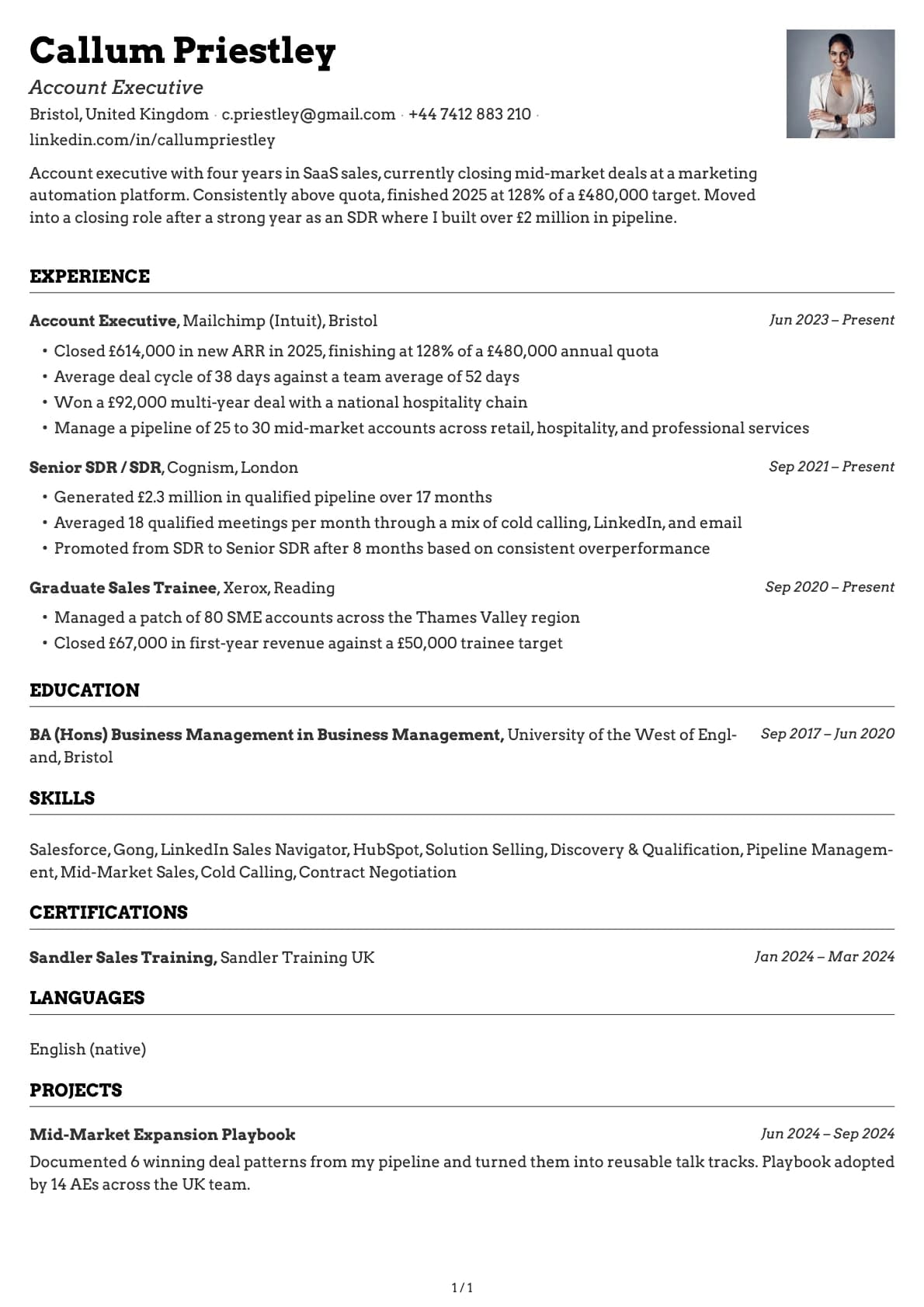 Account Executive resume example