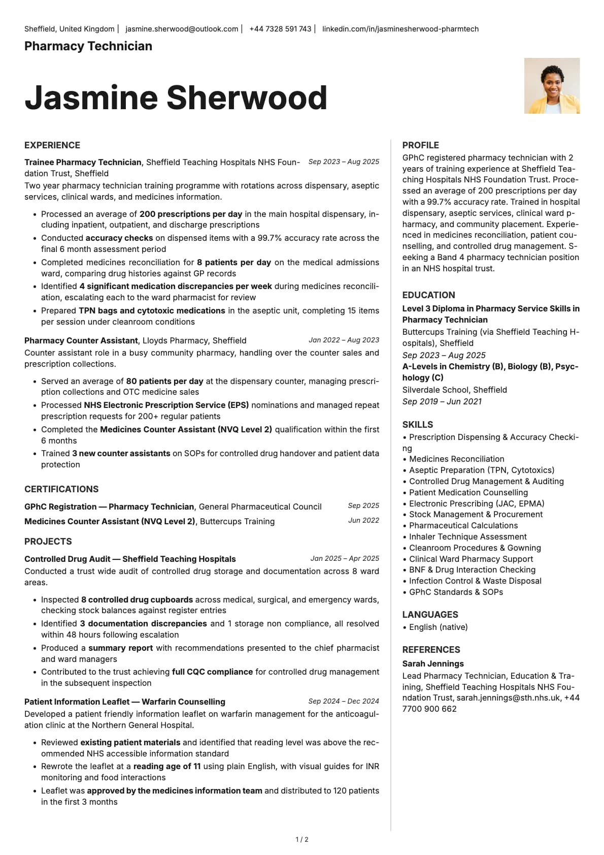 Pharmacy Technician resume