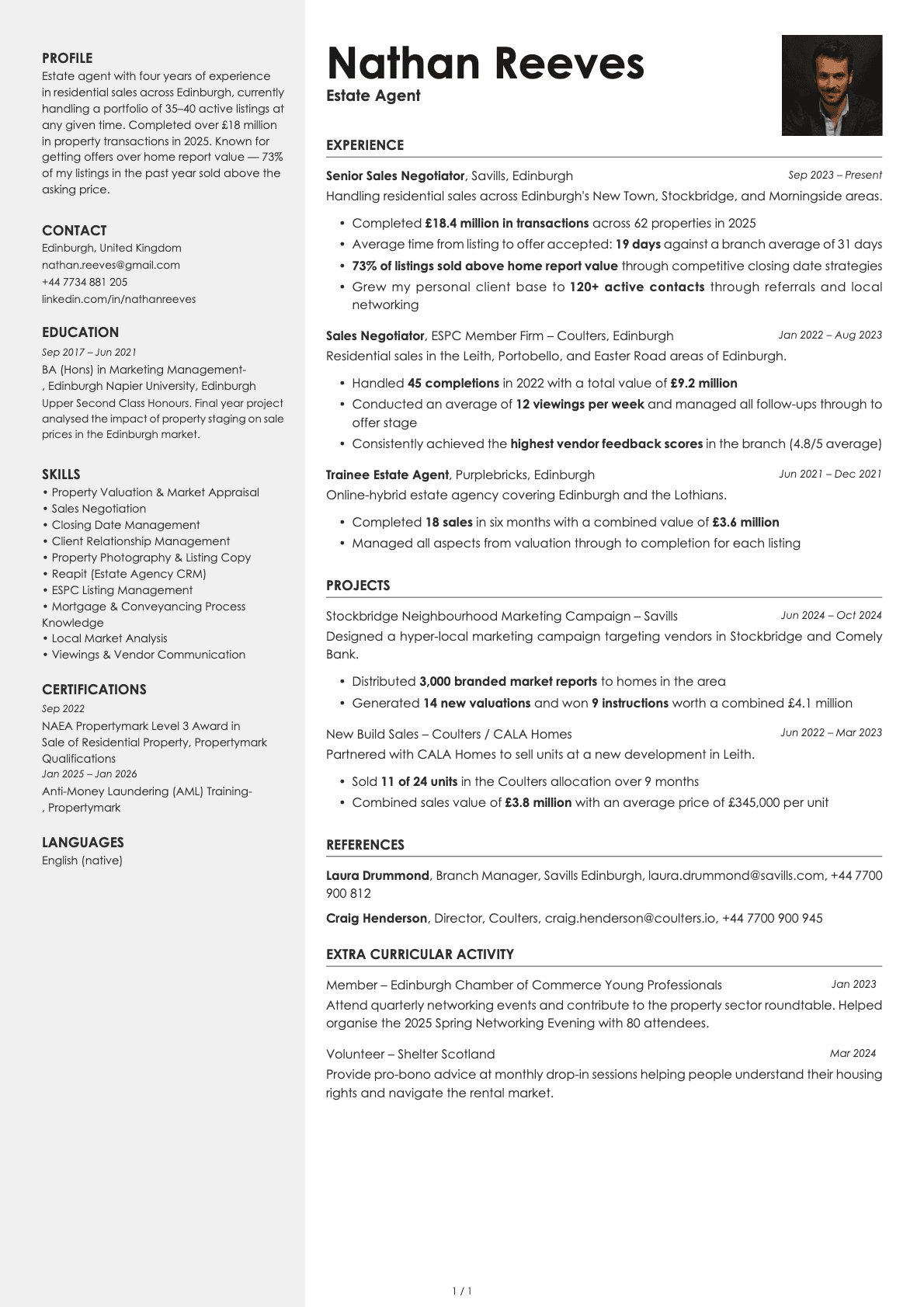 Real Estate Agent resume example