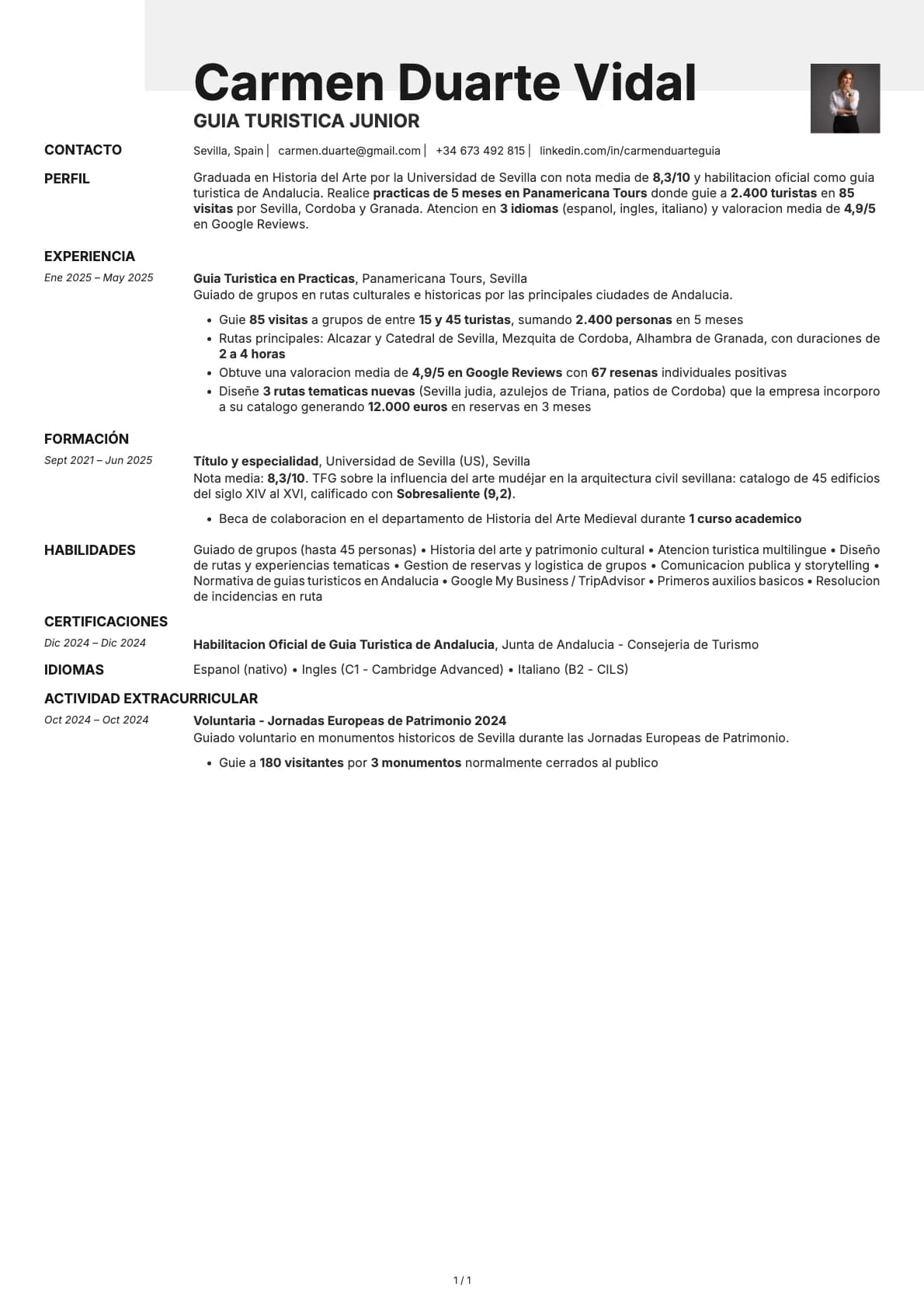 Guia Turistica Junior resume example