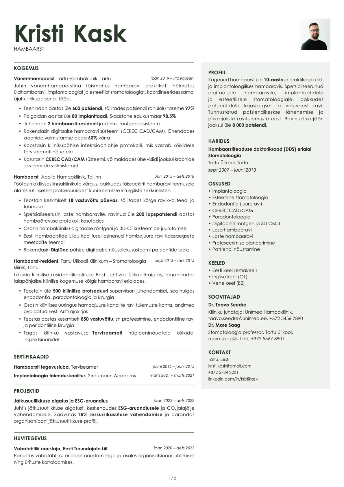 Hambaarst resume example
