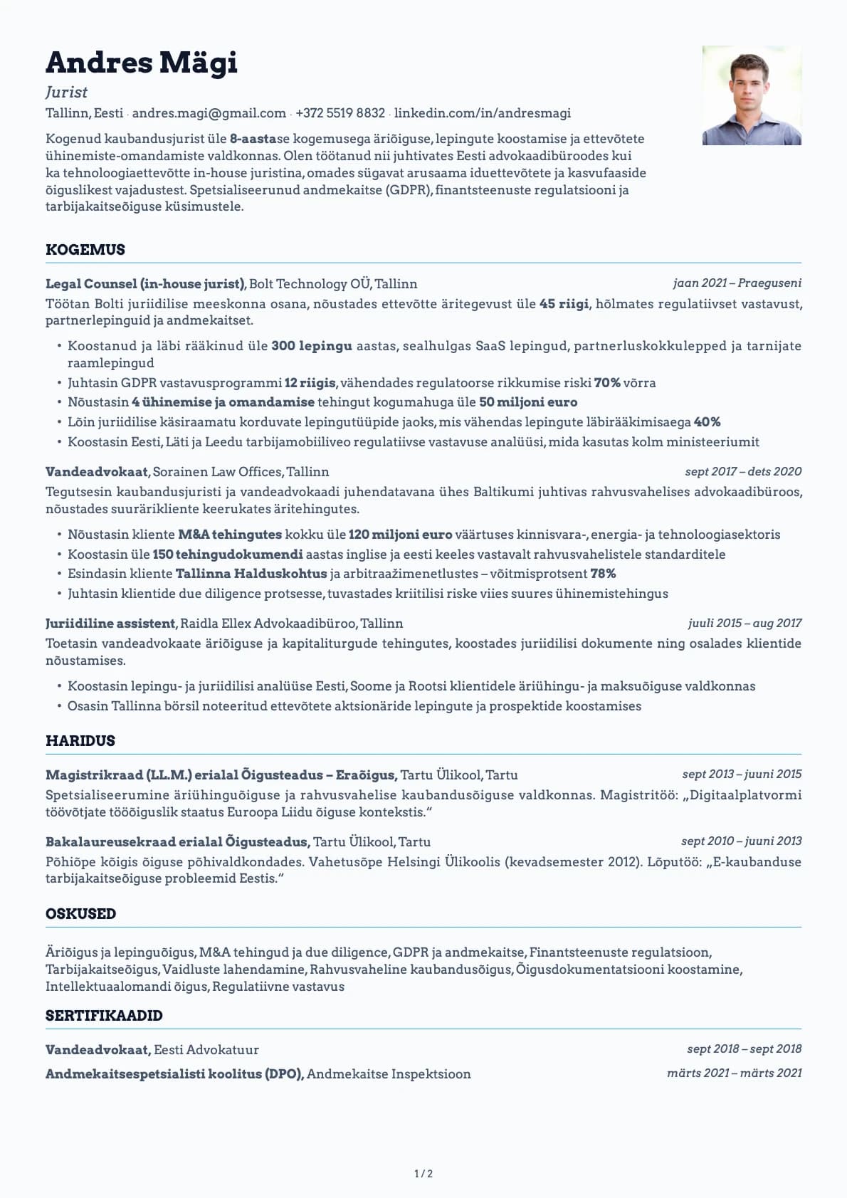 Jurist resume example