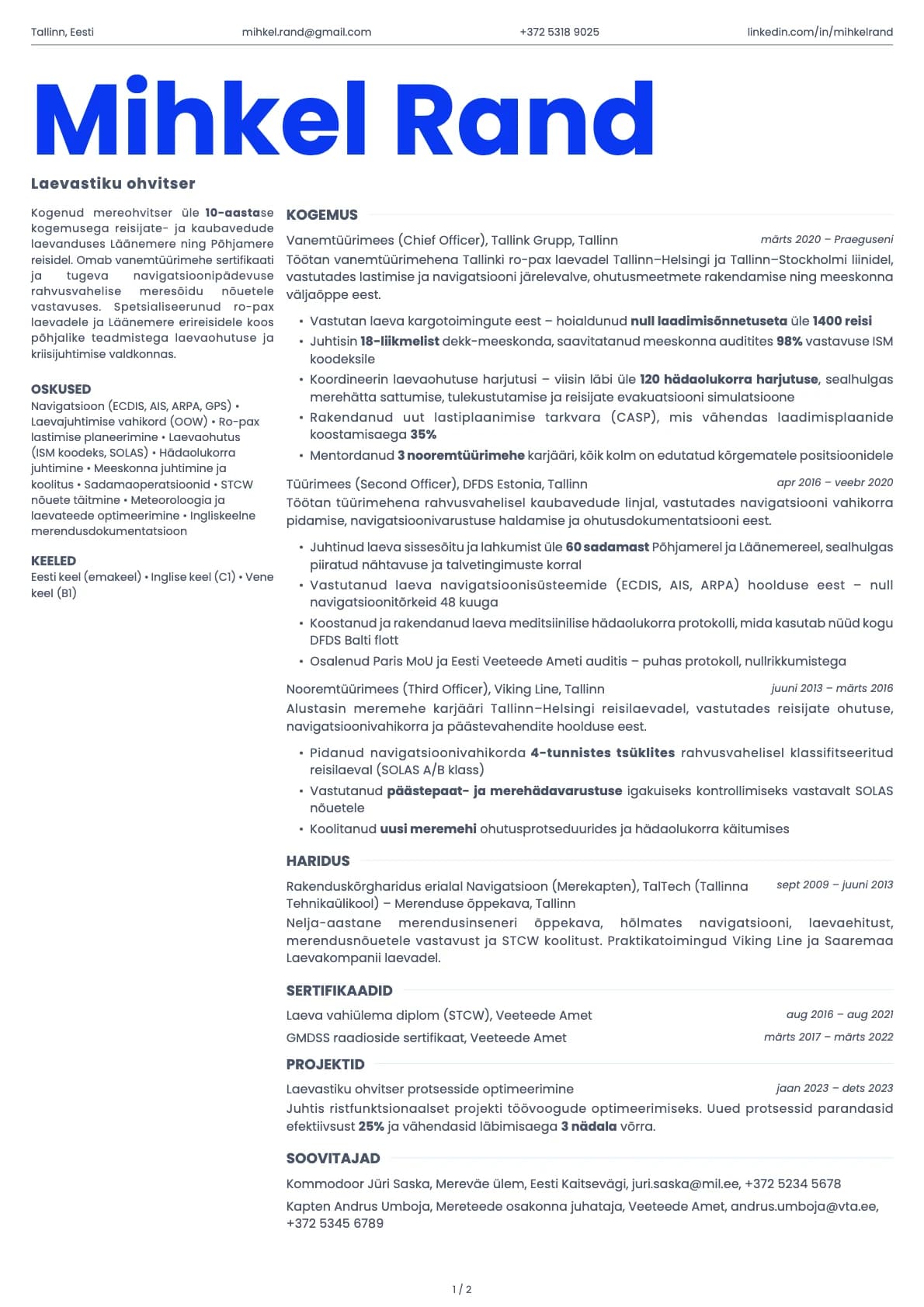 Laevastiku ohvitser resume example