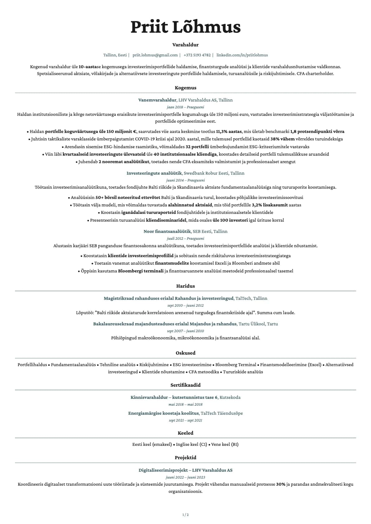 Varahaldur resume example