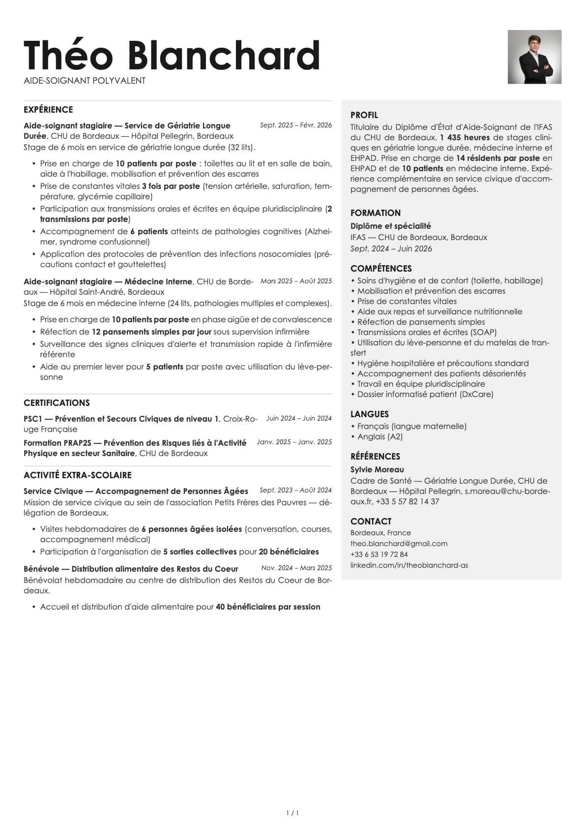 Aide-Soignant Polyvalent resume example