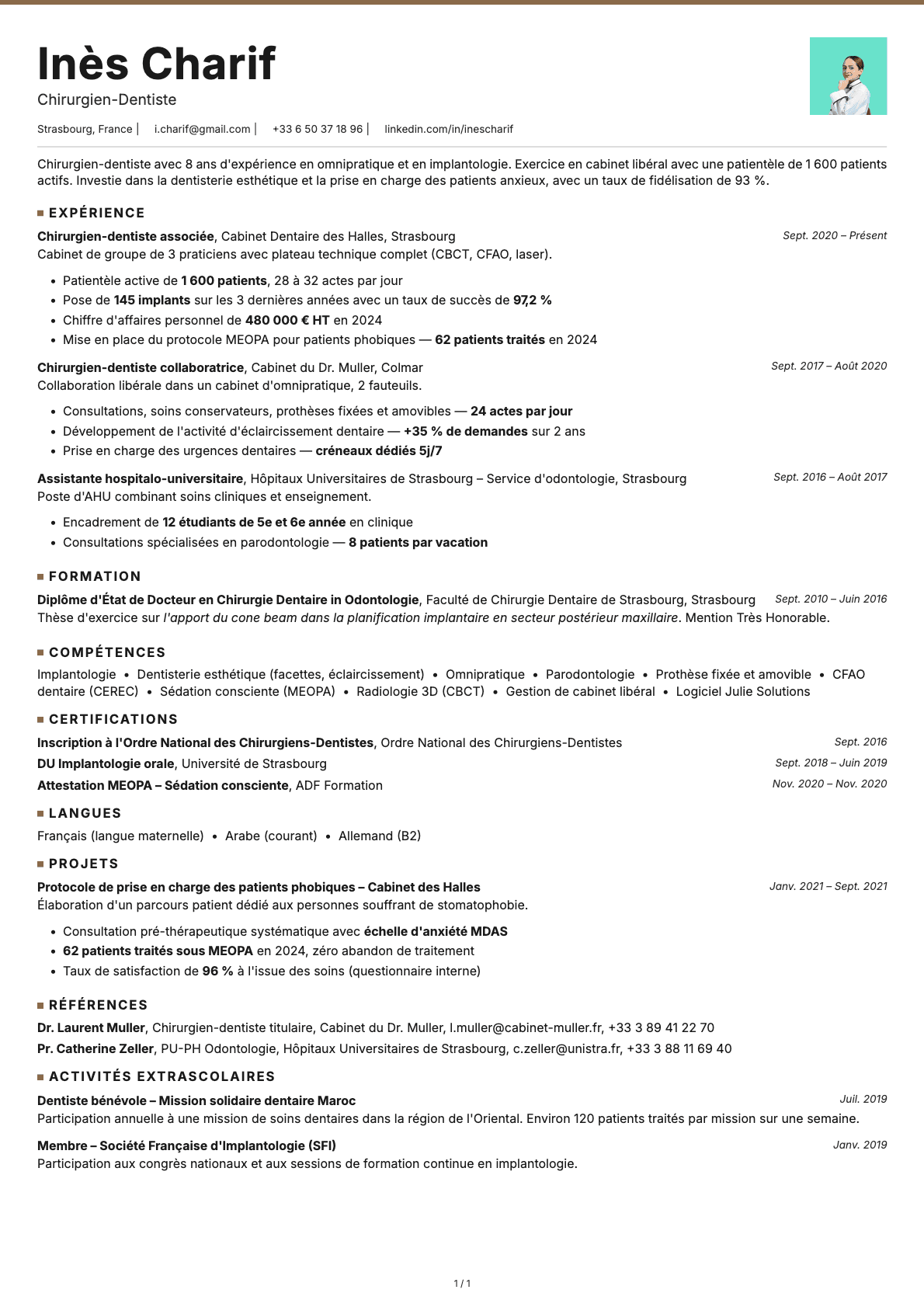 Dentiste resume example