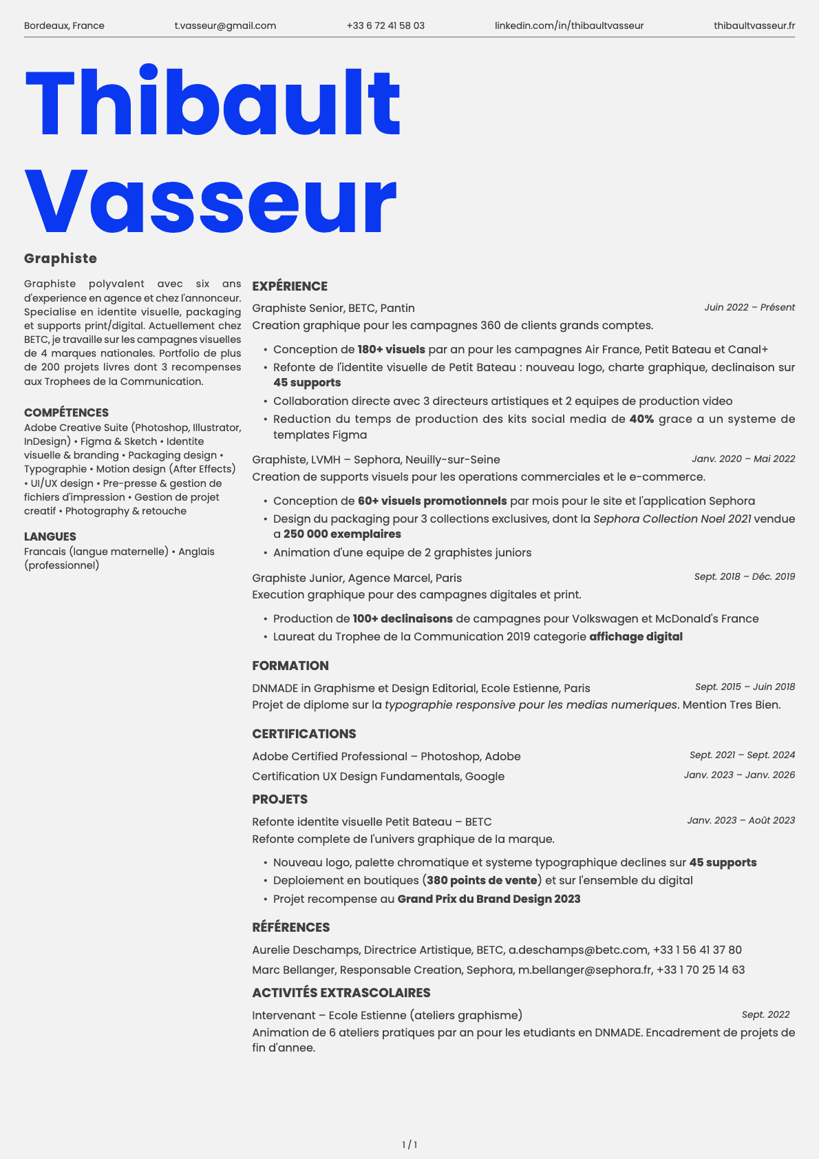 Graphiste resume example