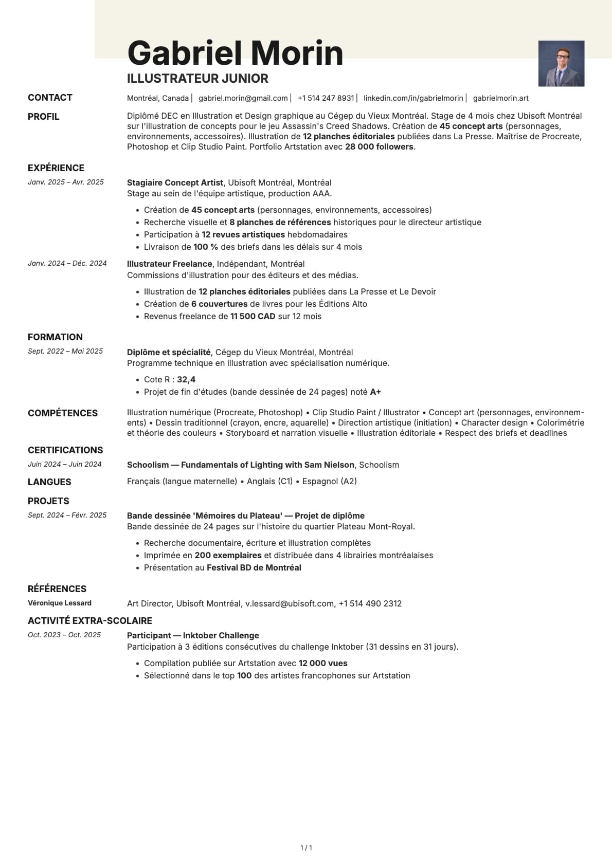 Illustrateur Junior resume example