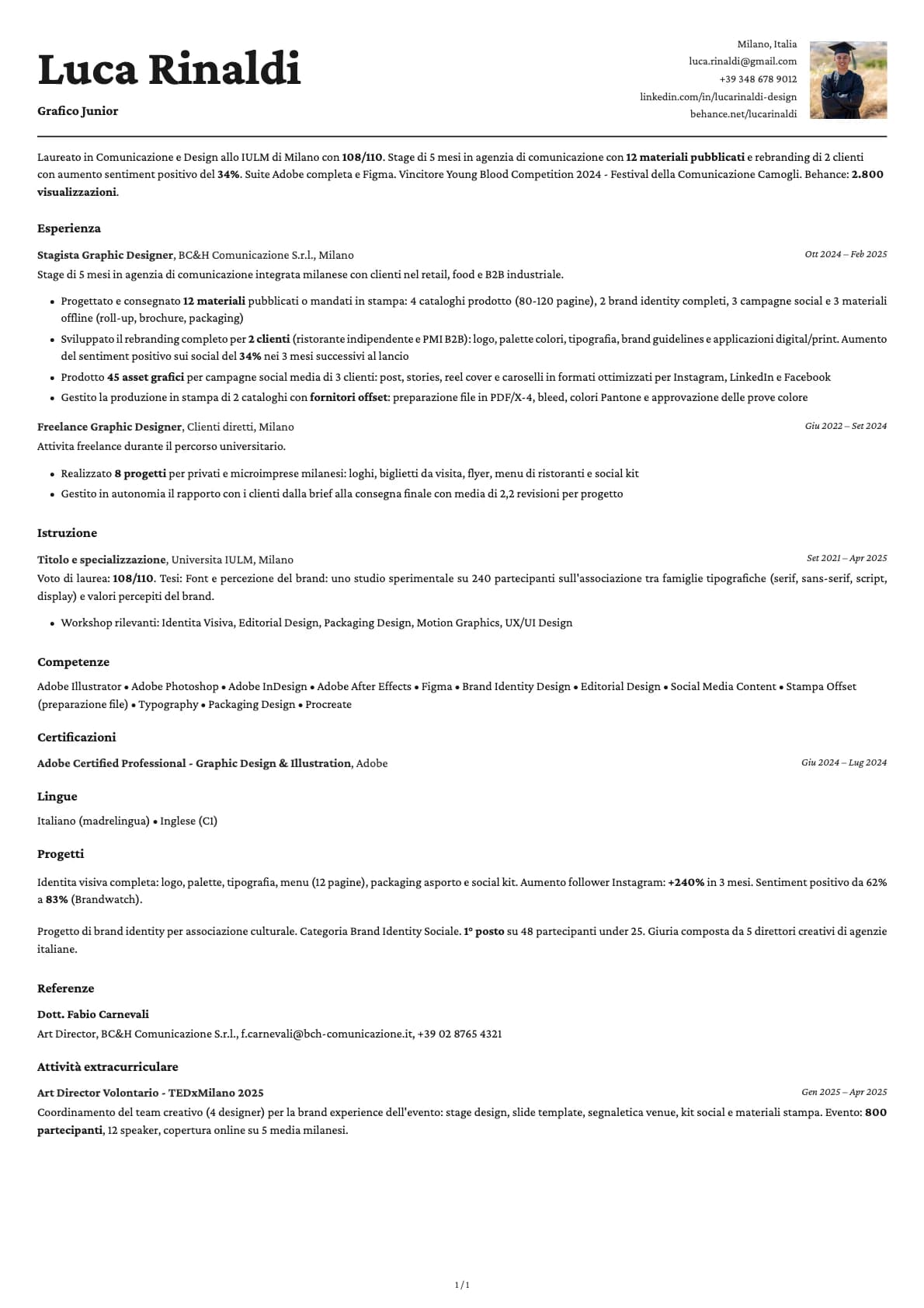 Grafico Junior resume example