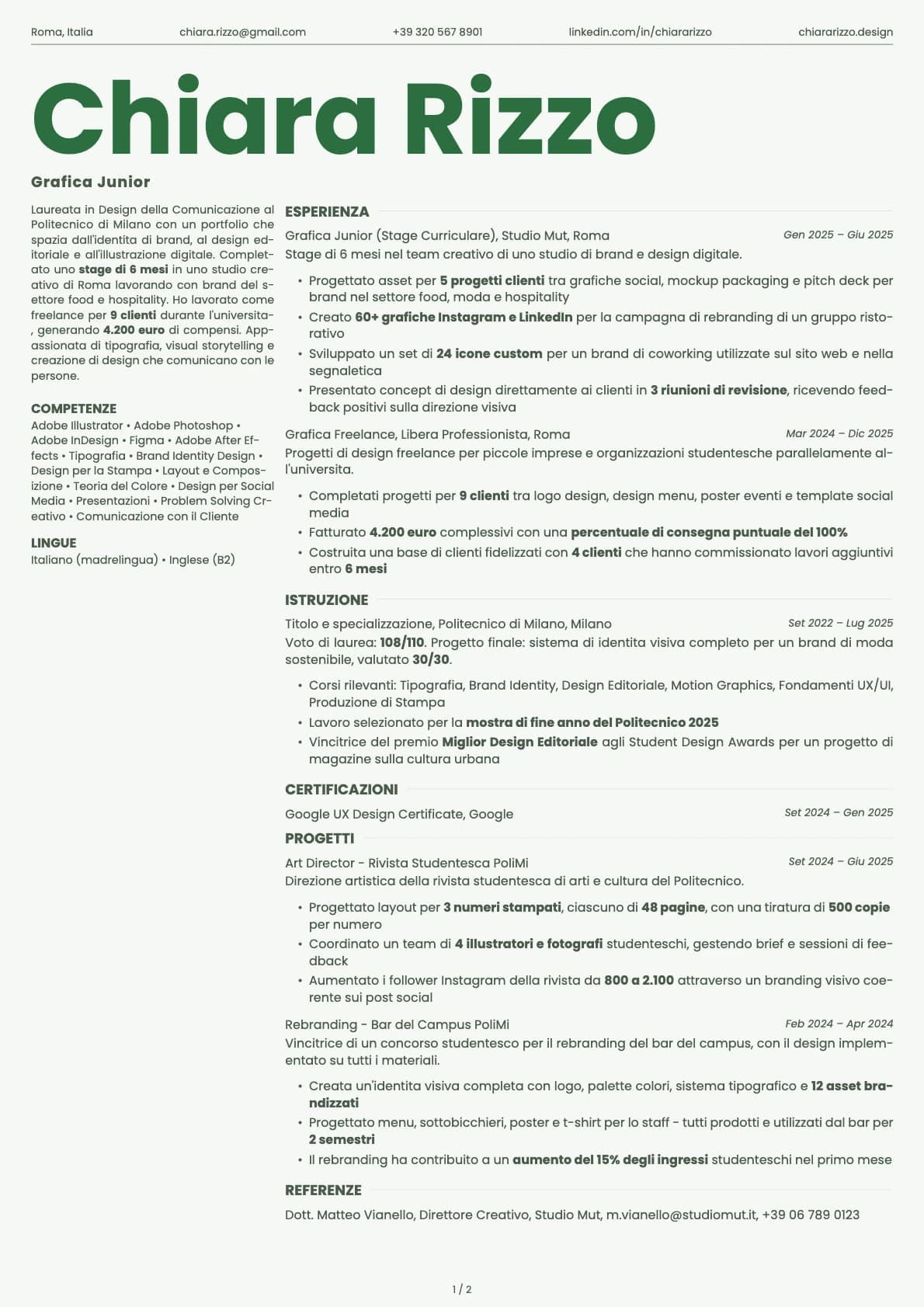 Grafico Junior resume example