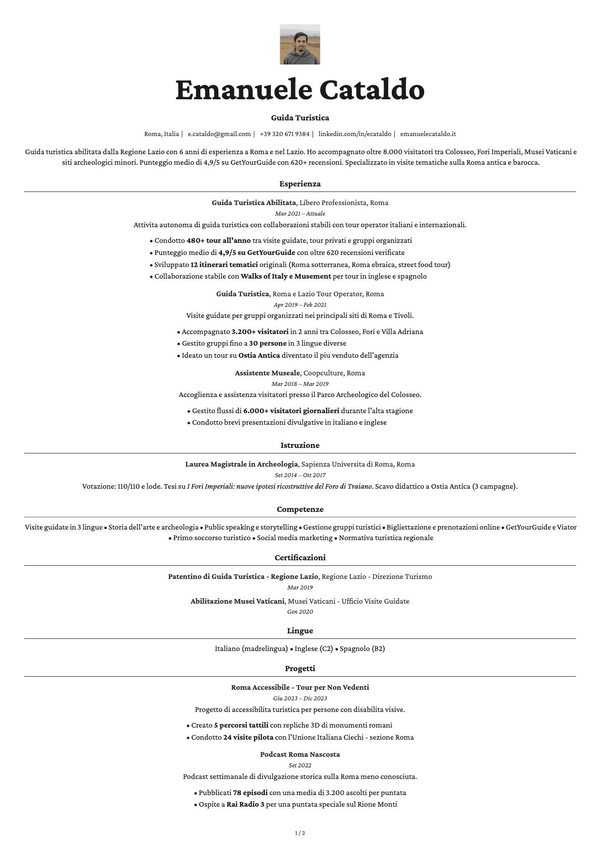 Guida Turistica resume example